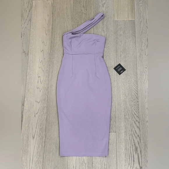 Lulu's One-Shoulder Lavender Dress - Picture 2 of 7